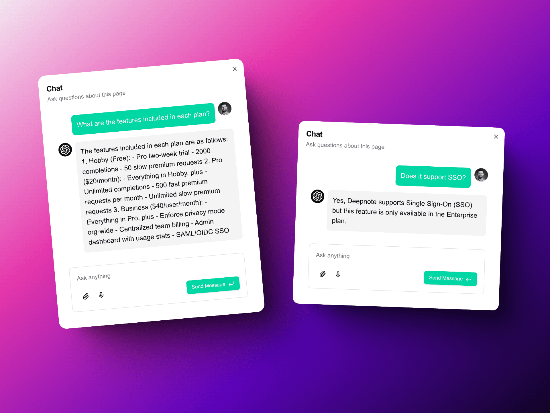 Probes AI chat answering a question about a competitor